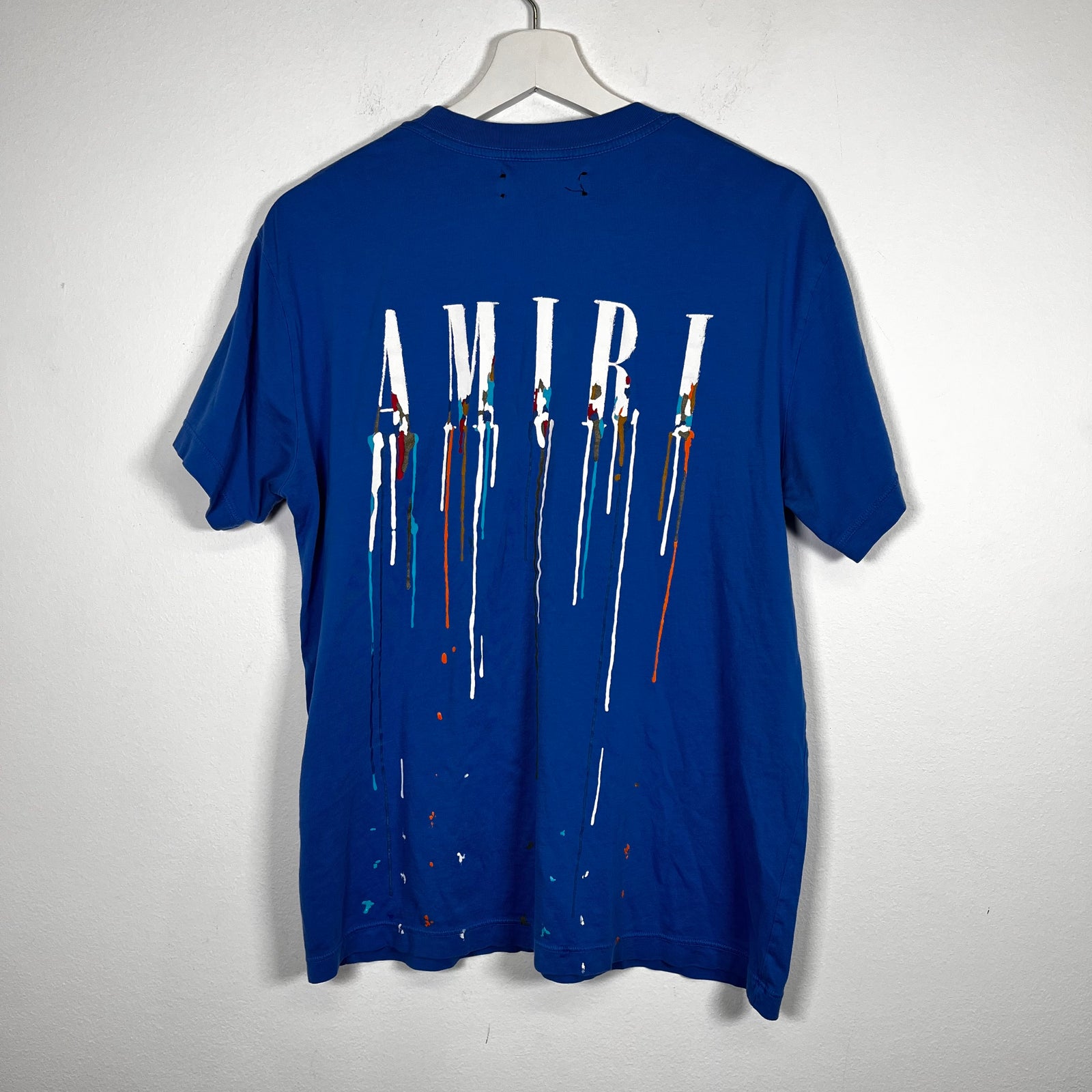 Amiri Paint Drip Logo Blue T-Shirt Size XS