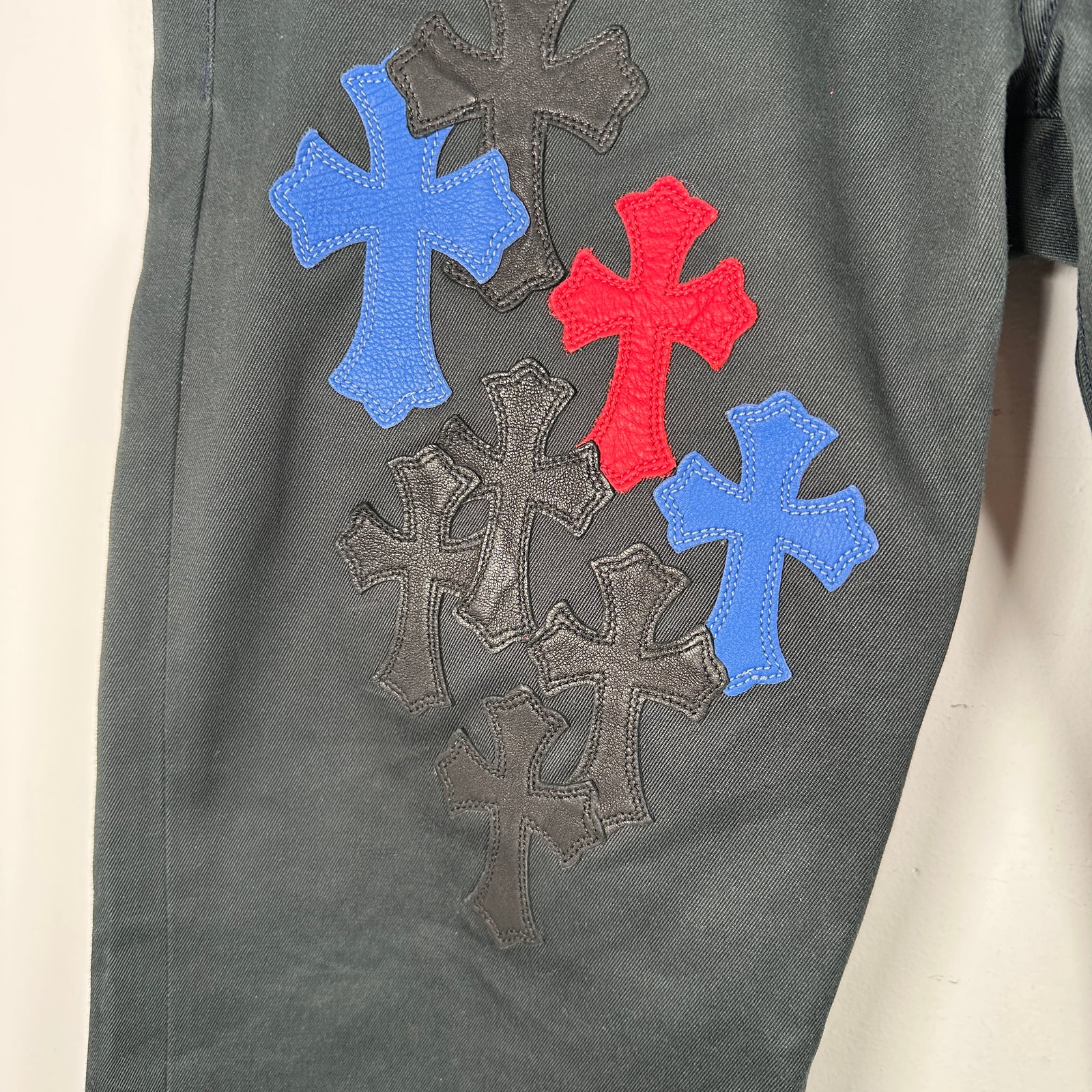Chrome Hearts Black 'Spiderman' Cross Patch Jeans Size 31