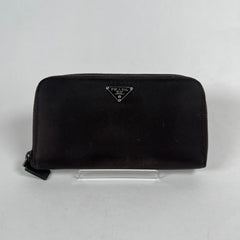 Prada Brown Nylon Zip Around Wallet