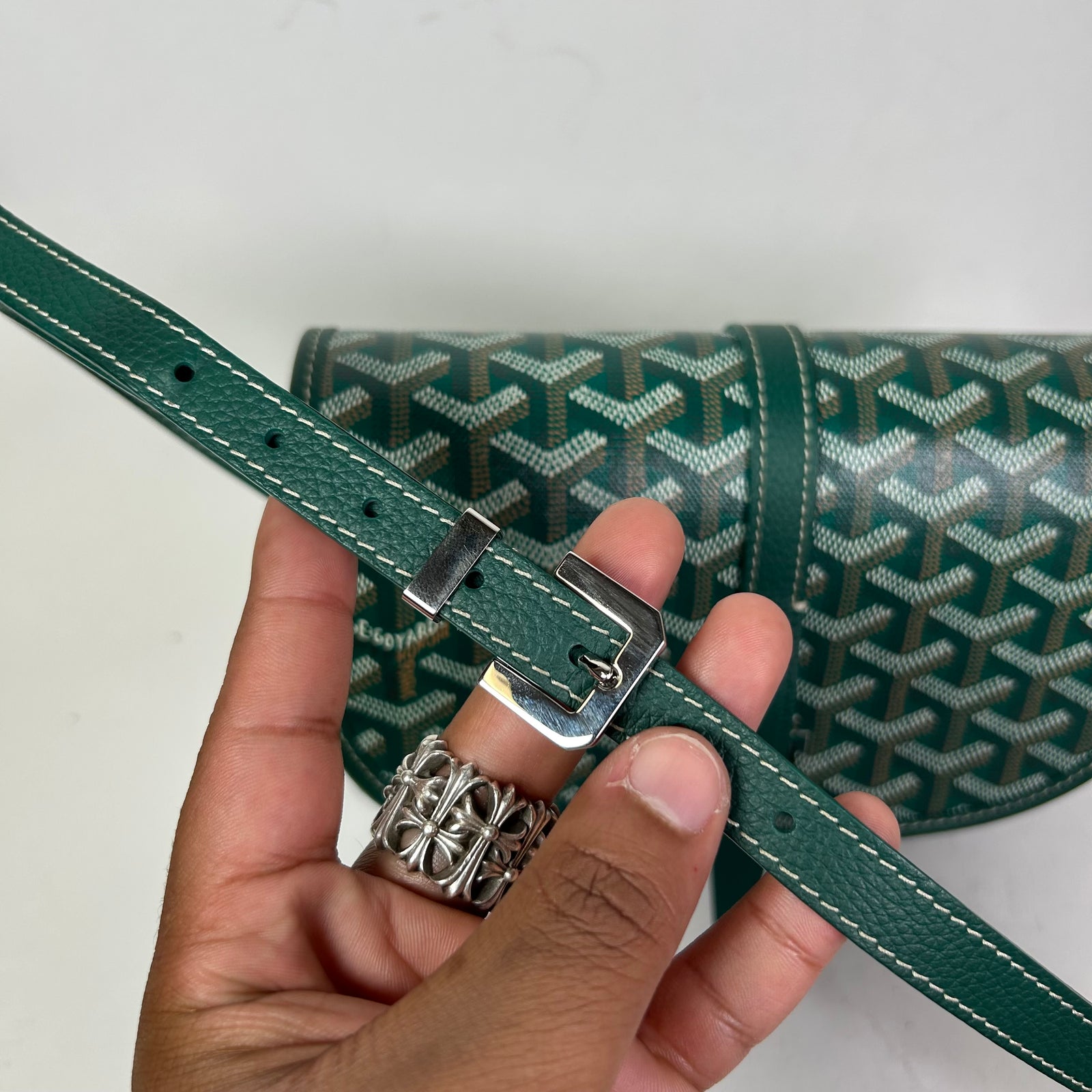 Goyard Green Goyardine Belvdere II PM Messenger Bag
