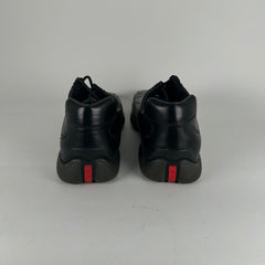 Prada Sport Black Leather Square Toe Trainers Size 9.5