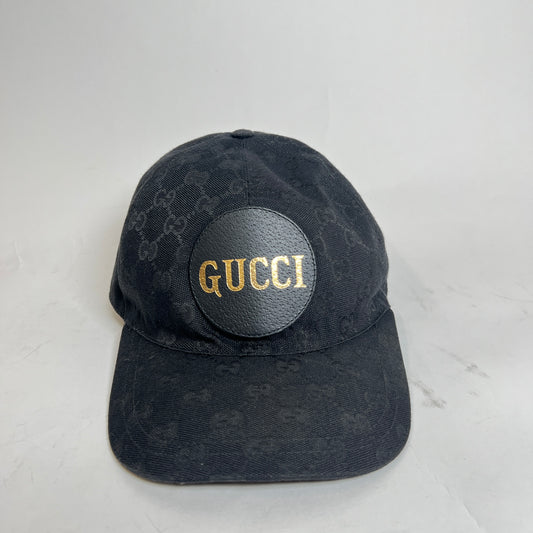 Gucci Black GG Patch Logo Baseball Cap Size L