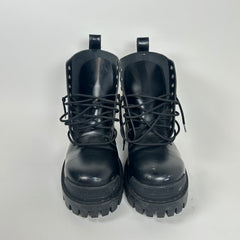 Balenciaga Black Leather Strike Boot Size 12