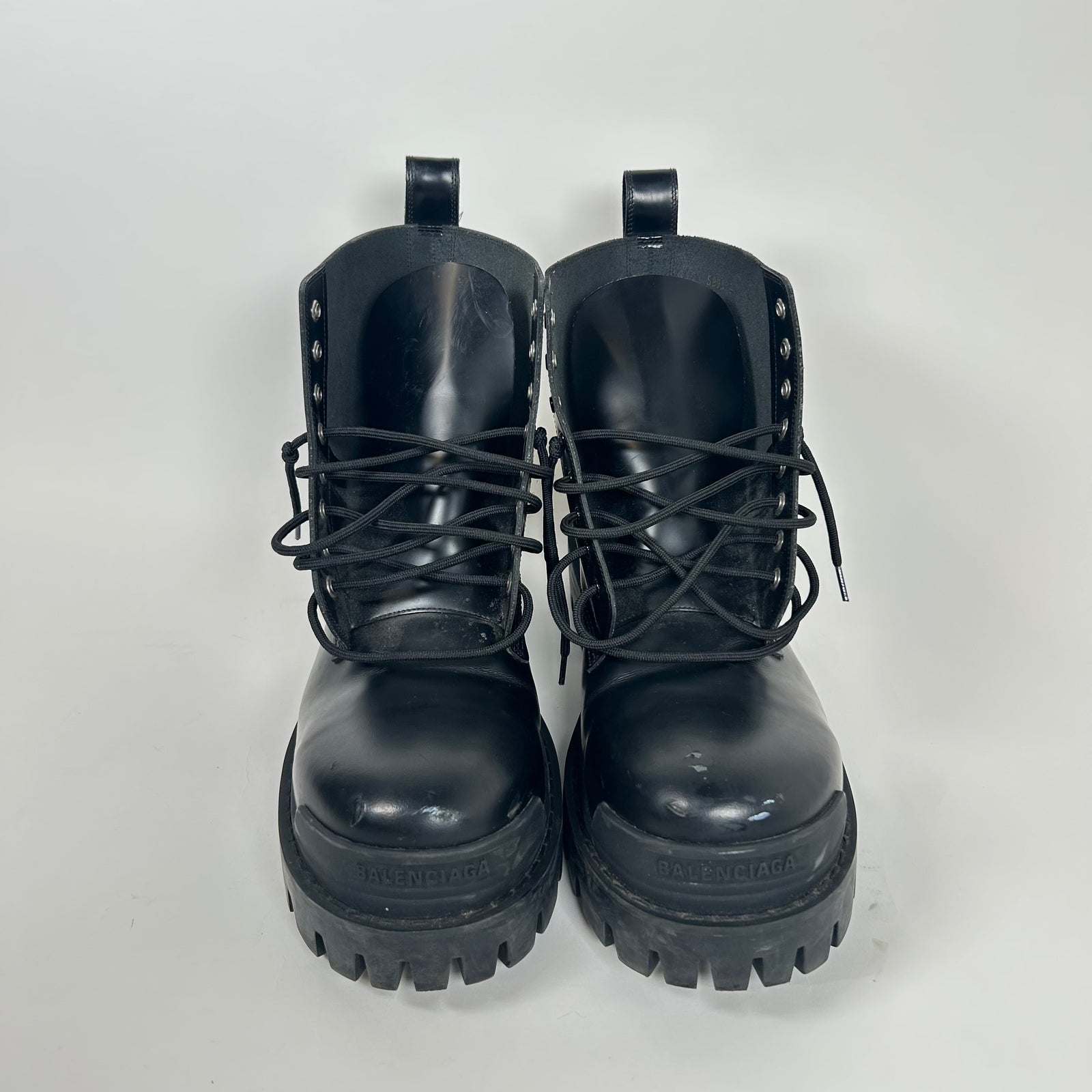 Balenciaga Black Leather Strike Boot Size 12