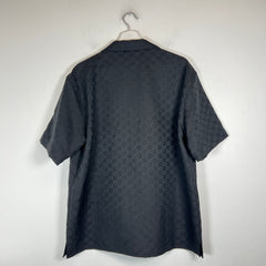 Gucci Black GG Linen Blend Bowling Shirt Size L