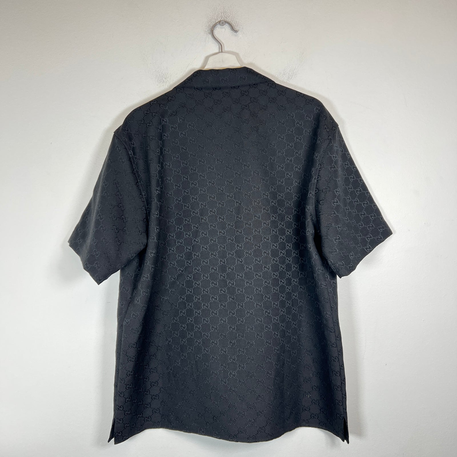 Gucci Black GG Linen Blend Bowling Shirt Size L