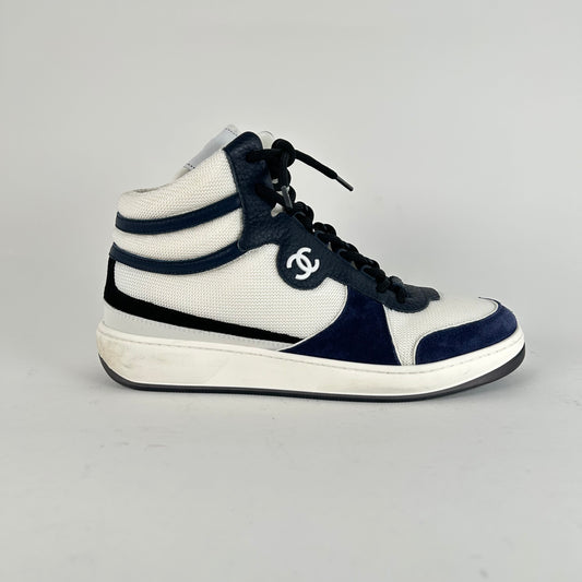 Chanel Navy 'Sport Ryder' CC Hightop Sneaker Size 8