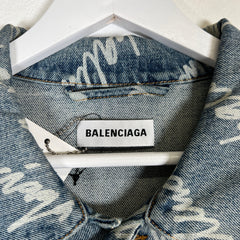 Balenciaga All Over Script Jean Jacket Size XL