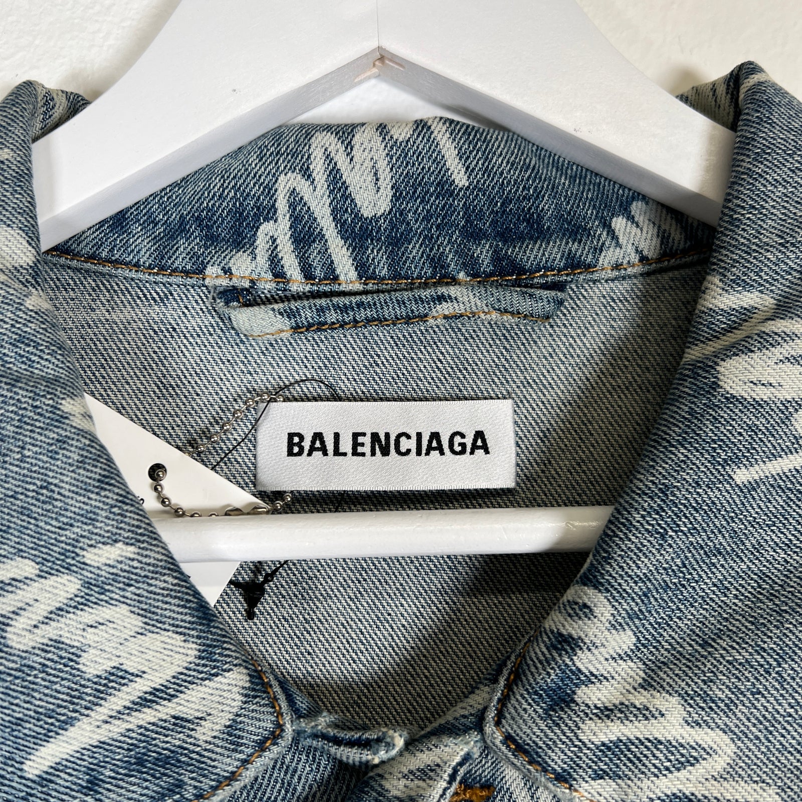 Balenciaga All Over Script Jean Jacket Size XL