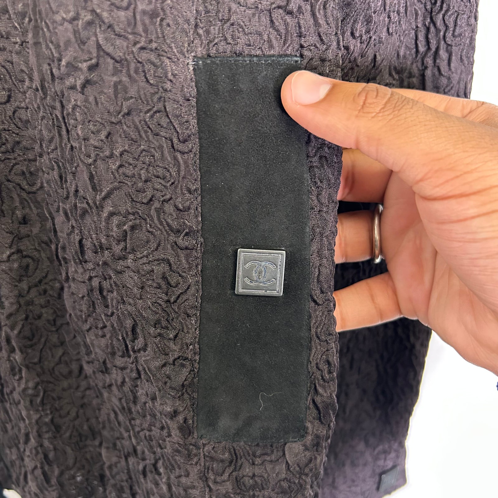 Chanel Brown Silk Textured Jacket Size 38