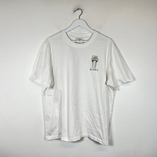 Casablanca White La Colomne T-Shirt Size XL