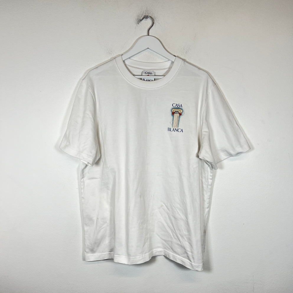 Casablanca White La Colomne T-Shirt Size XL