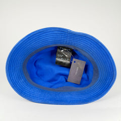 Prada Blue Canvas Plaque Bucket Hat Size XL