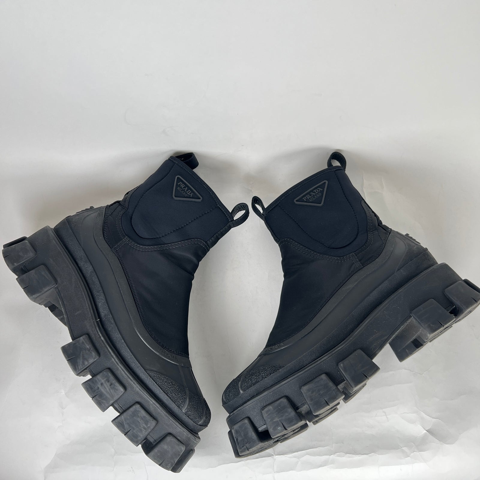 Prada Black Monolith Ankle Boot Size 10.5