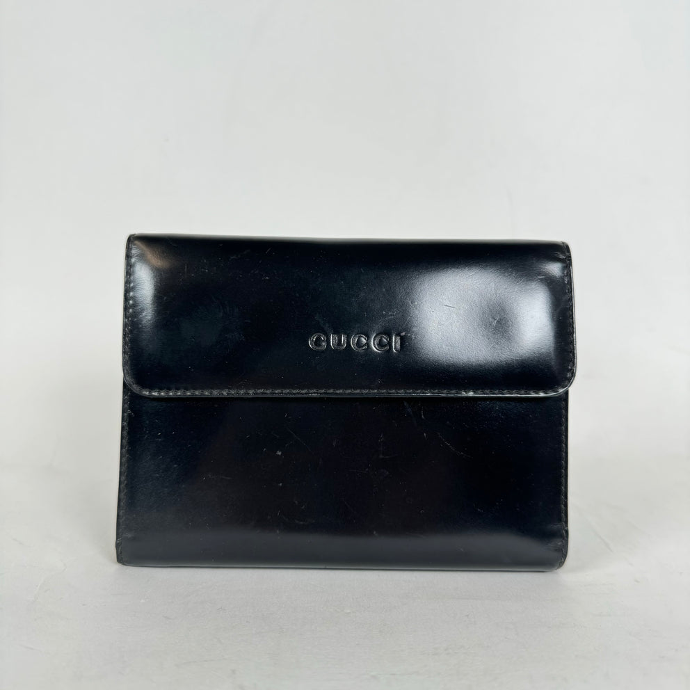 Gucci Black Leather Agenda Planner Wallet