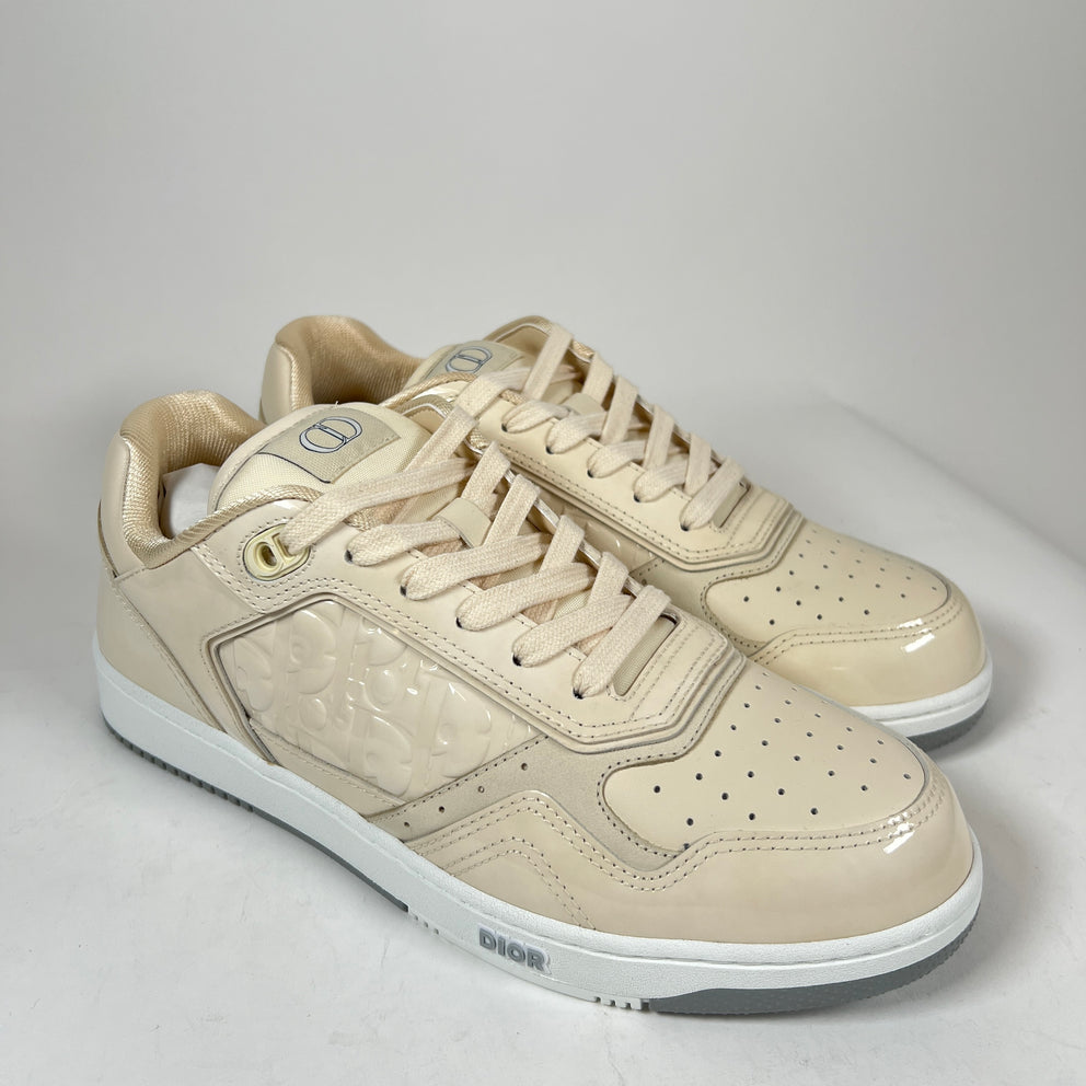 Dior B27 Beige Patent Leather Oblique Sneaker Size 46