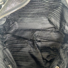 Prada Vintage Pebbled Leather Embossed Bauletto Bag