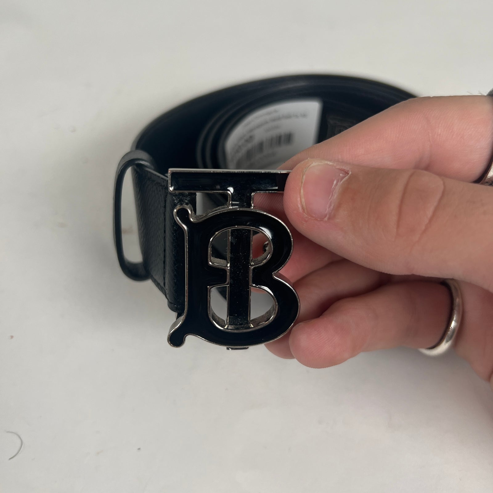 Burberry Black Monogram Motif Belt Sz 95