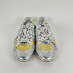 Dolce Gabbana Silver/Gold Cleat Style Low Top Sneaker Size 44