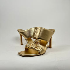 Louis Vuitton Gold Metallic Leather Sandals Size 39