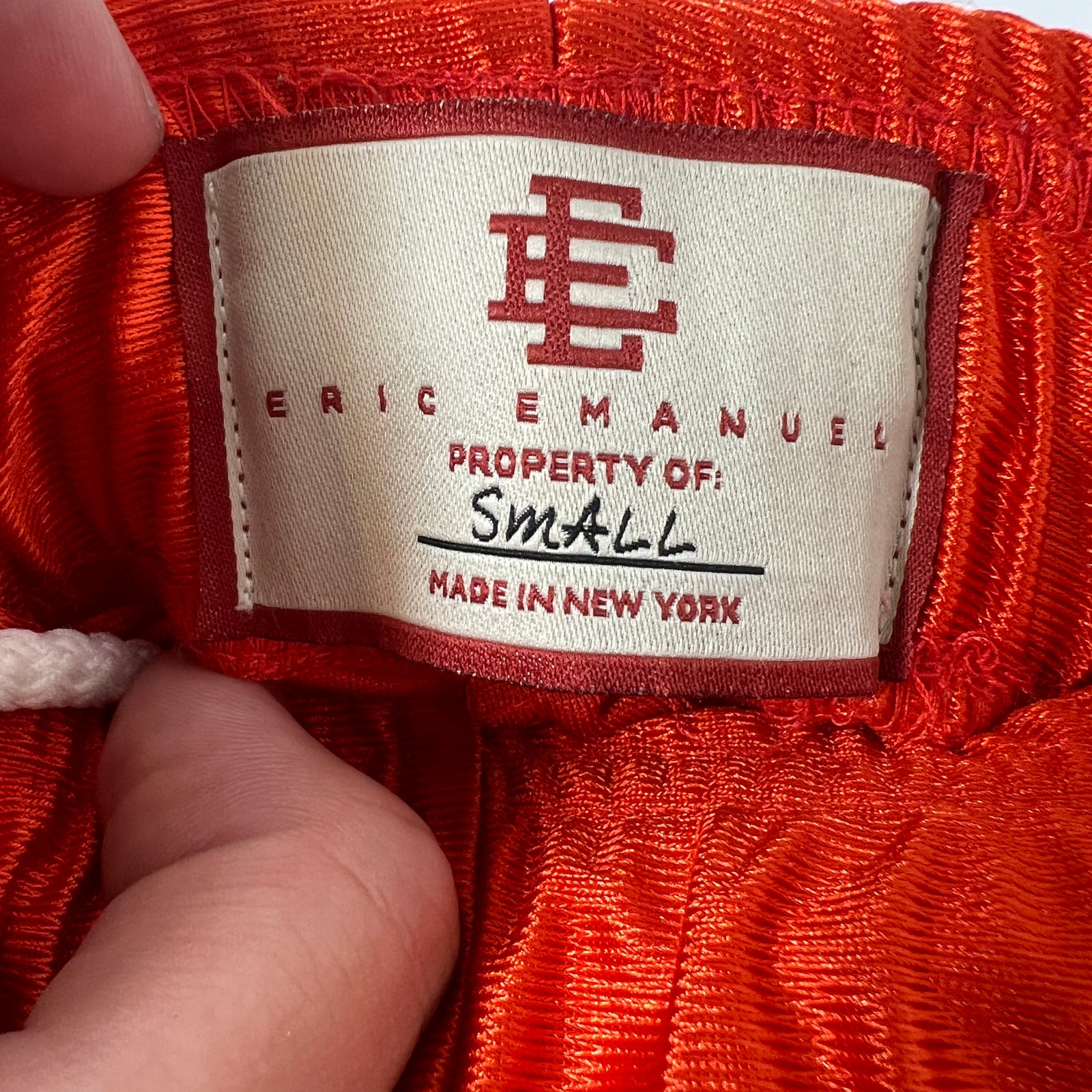 Eric Emmanuel Orange Logo Pants Size S