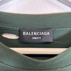 Balenciaga Green Distressed Logo T-Shirt Size XS