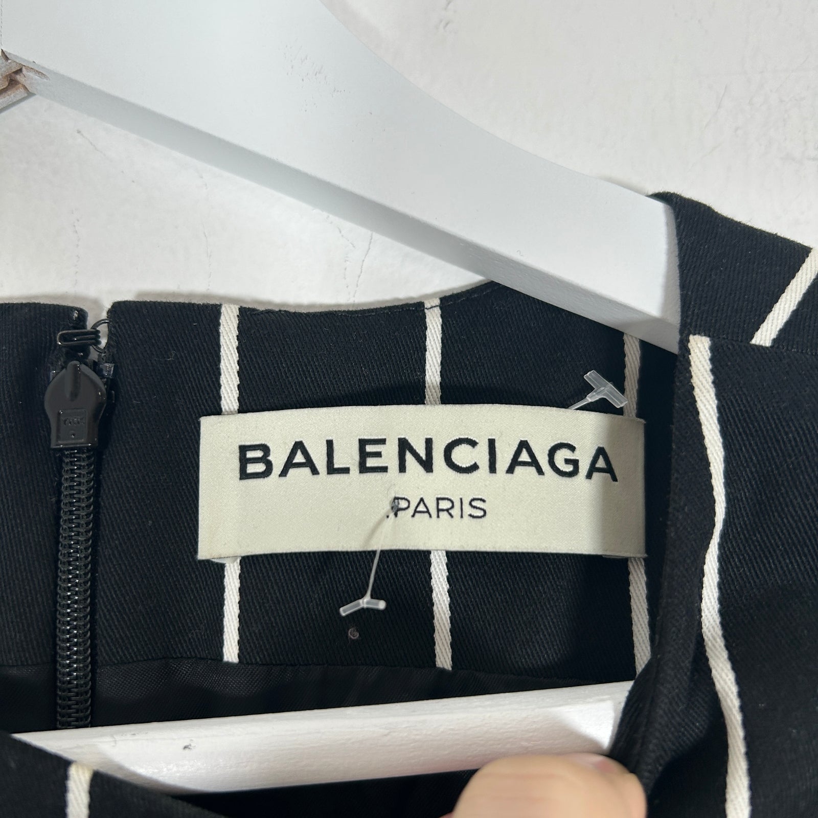 Balenciaga Paris Black Stripe Sleeveless Dress Size 38