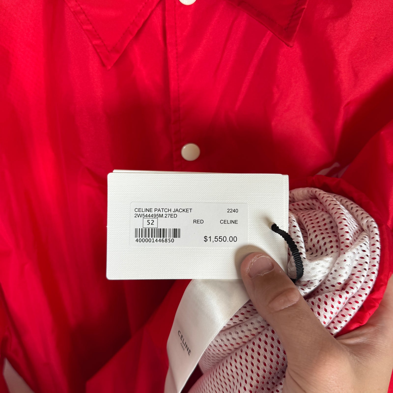 Celine Red Nylon Coach Jacket Size XL
