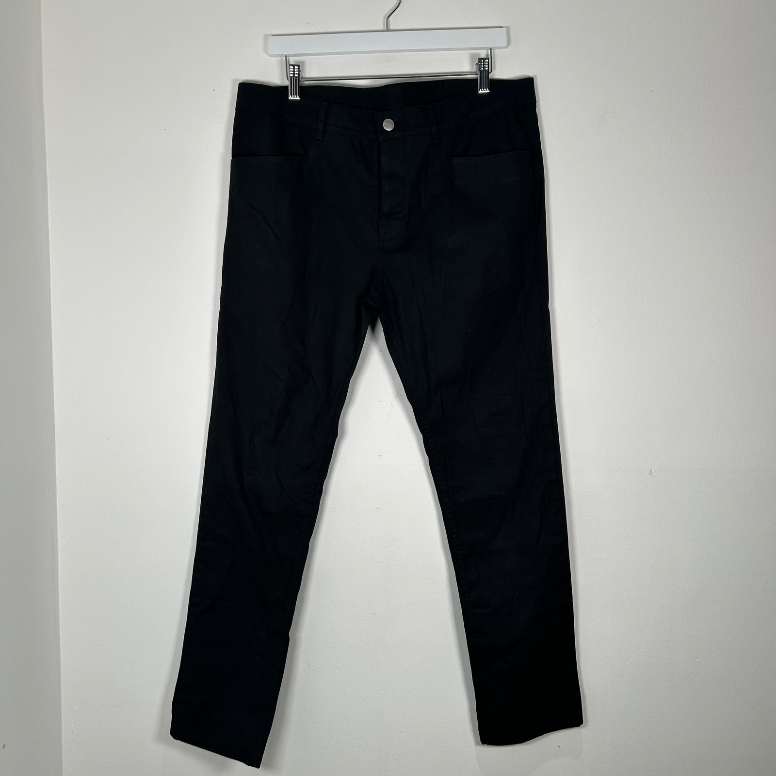 Rick Owens SS21 Black Cotton Straight Fit Pants Size 36