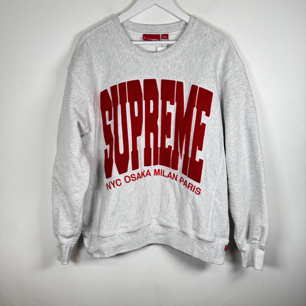 Supreme Ash Grey Cities Arc Crewneck Size M