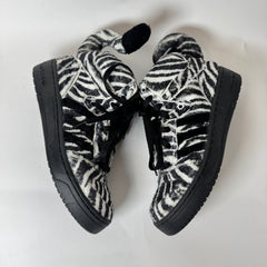 Jeremy Scott x Adidas Zebra Fur High Top Sneaker Size 6.5