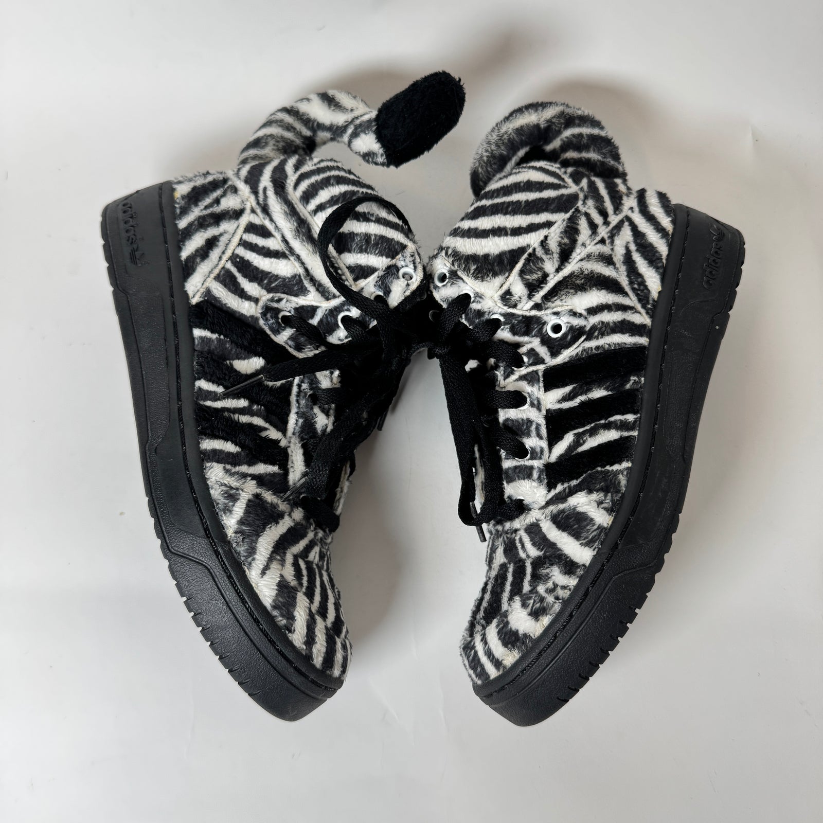 Jeremy Scott x Adidas Zebra Fur High Top Sneaker Size 6.5