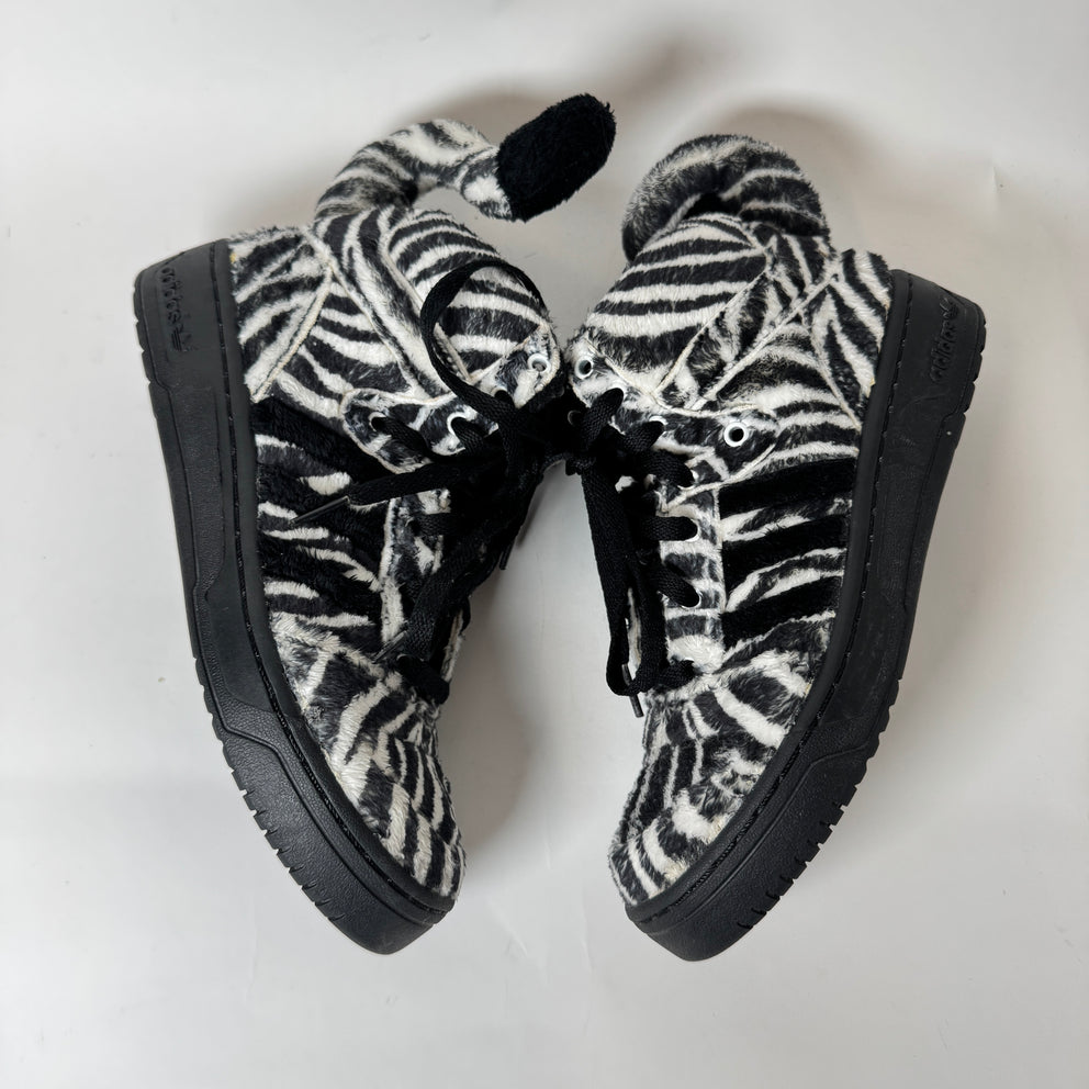 Jeremy Scott x Adidas Zebra Fur High Top Sneaker Size 6.5