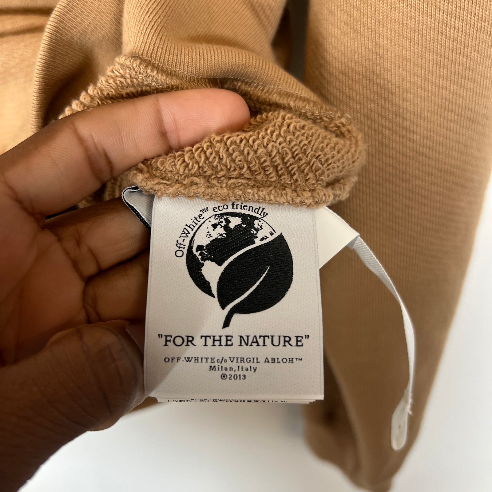 Off-White Brown Diagonal Logo Hoodie Size S
