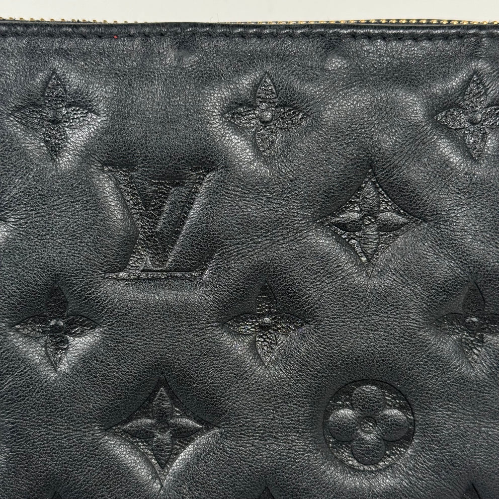 Louis Vuitton Black Lambskin Embossed Coussin BB Bag