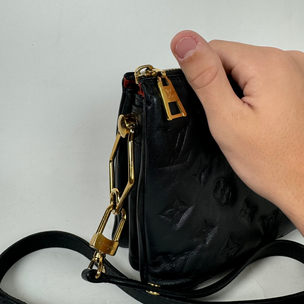 Louis Vuitton Black Lambskin Embossed Coussin BB Bag