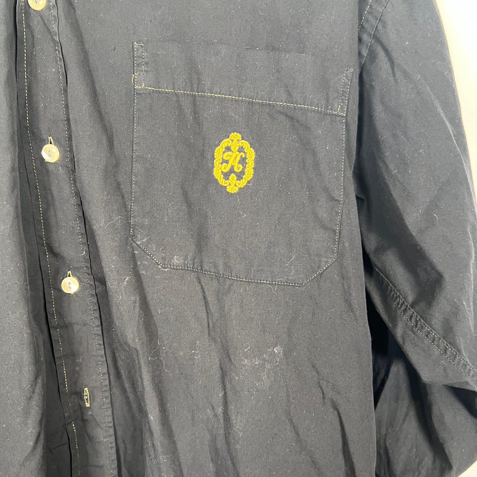 Kenzo Black Embroidered Button Up Size L