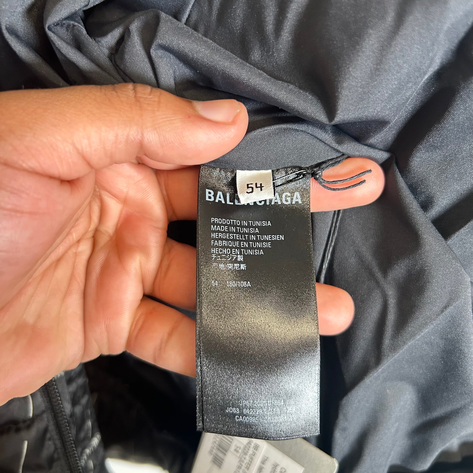 Balenciaga Black/Grey All Over Logo Puffer Jacket Size 54