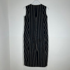 Balenciaga Paris Black Stripe Sleeveless Dress Size 38
