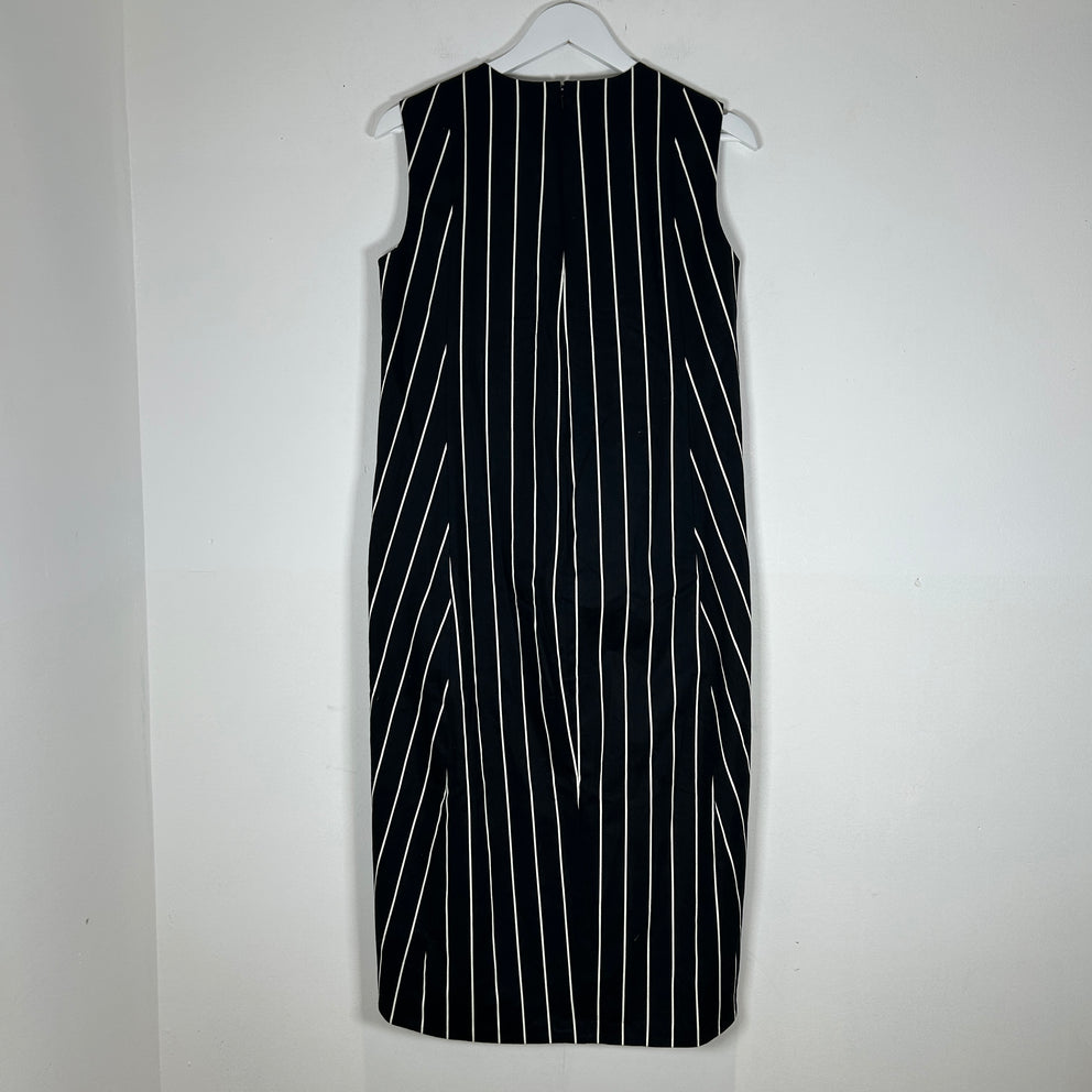 Balenciaga Paris Black Stripe Sleeveless Dress Size 38