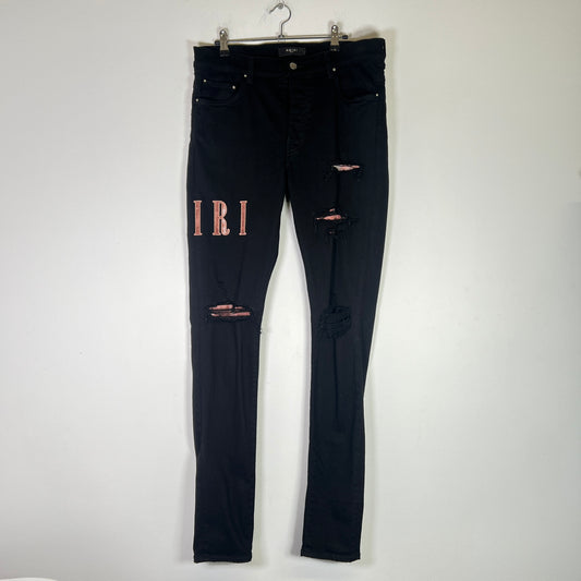 Amiri Black Bandana Thrasher Jeans