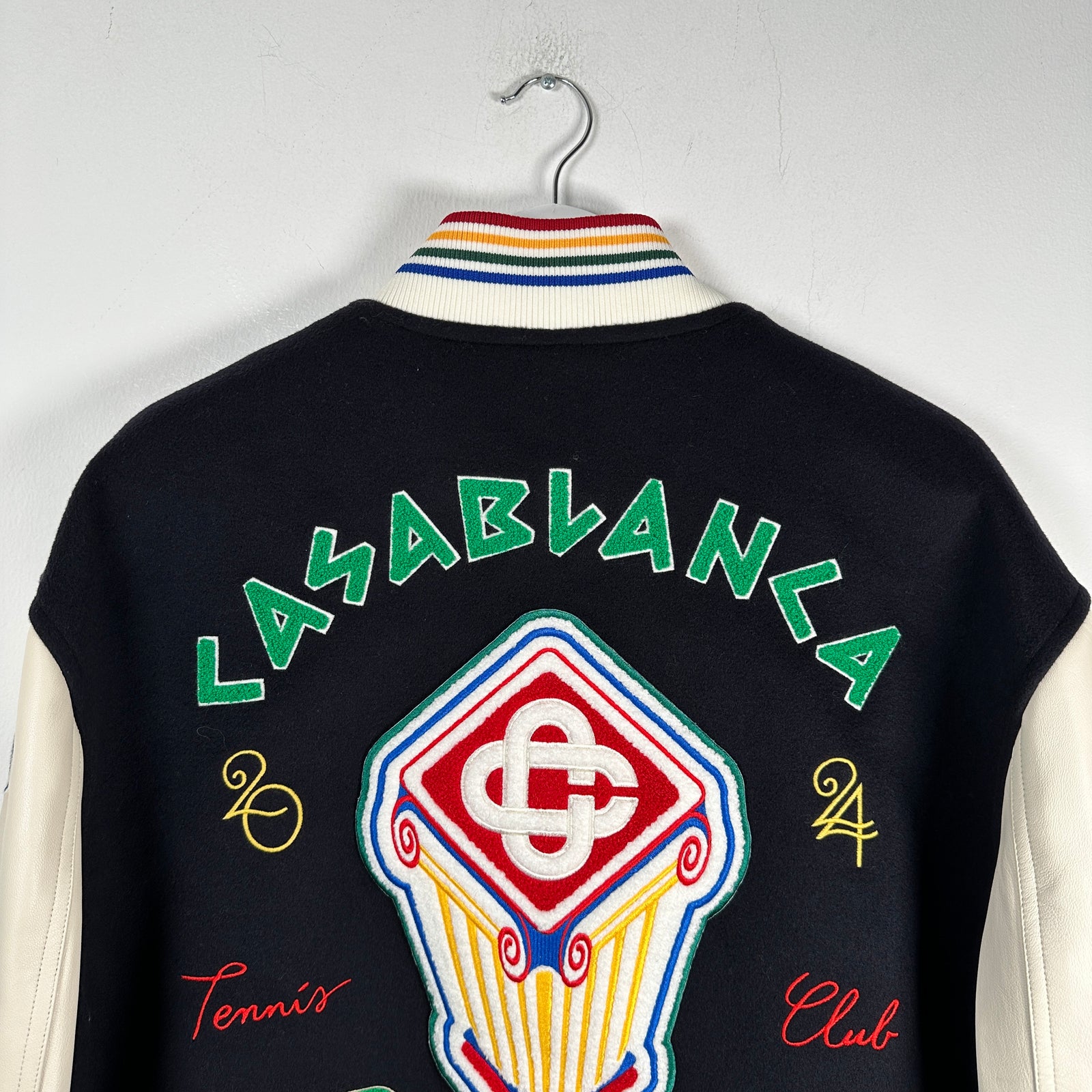 Casablanca 2024 Black 'Chenille' Embroidered Patch Varsity Jacket Size XL