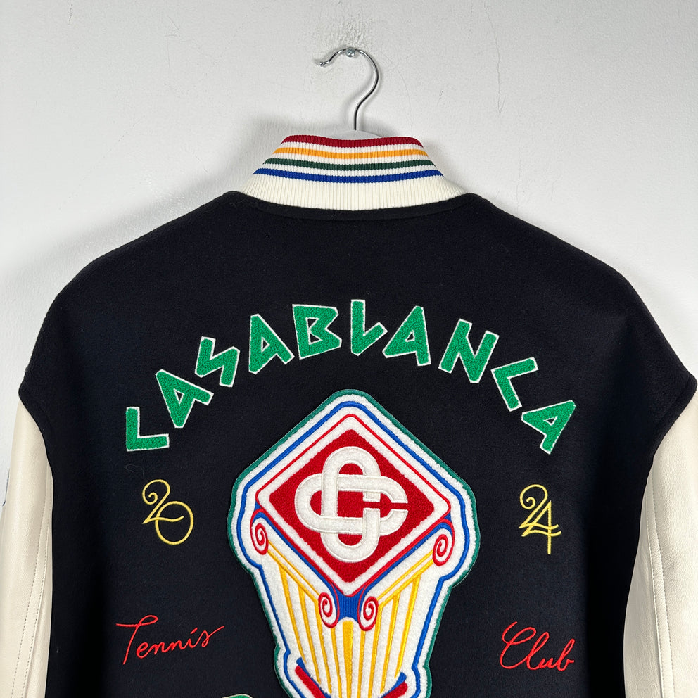 Casablanca 2024 Black 'Chenille' Embroidered Patch Varsity Jacket Size XL