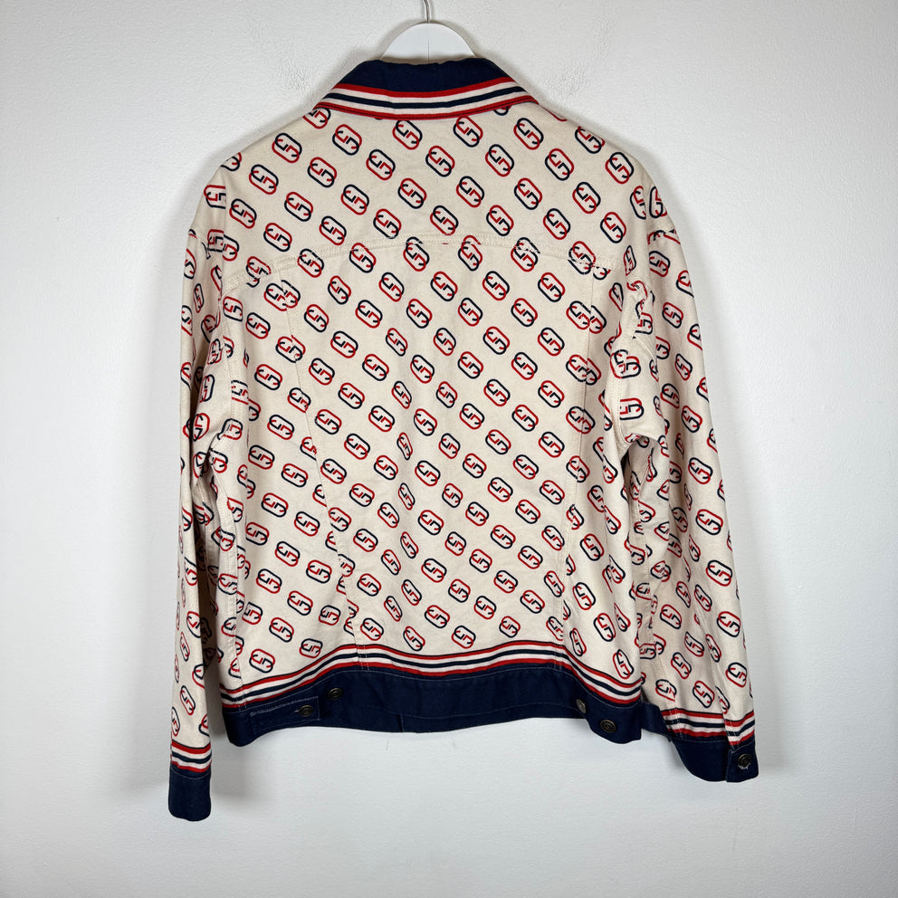 Gucci Interlocking G Logo Printed Trucker Jacket Size 46