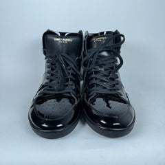 Saint Laurent Black Patent Leather SL/10H Sneakers Size 45