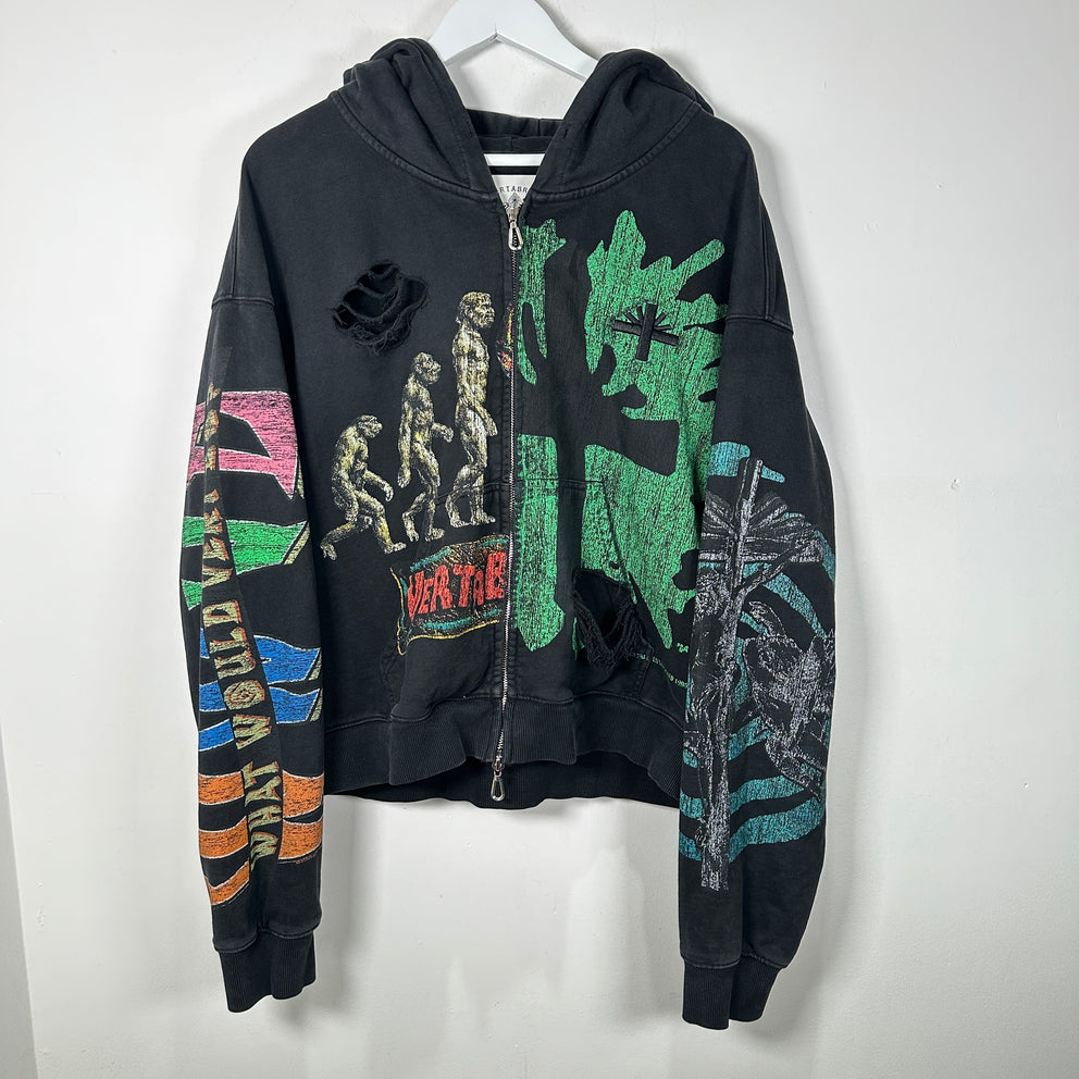 Vertabrae Montage Black Zip Up Hoodie Size L