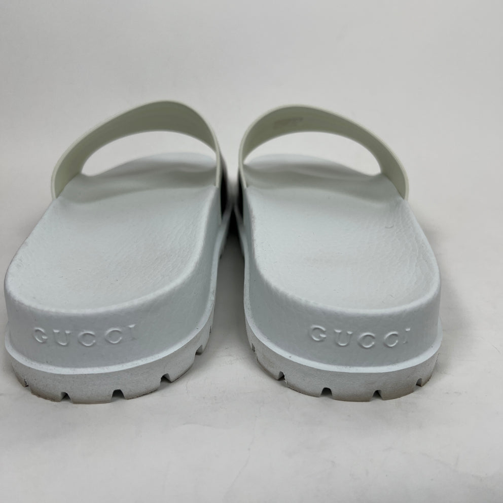 Gucci White Web Slide Sandals Size GG 10