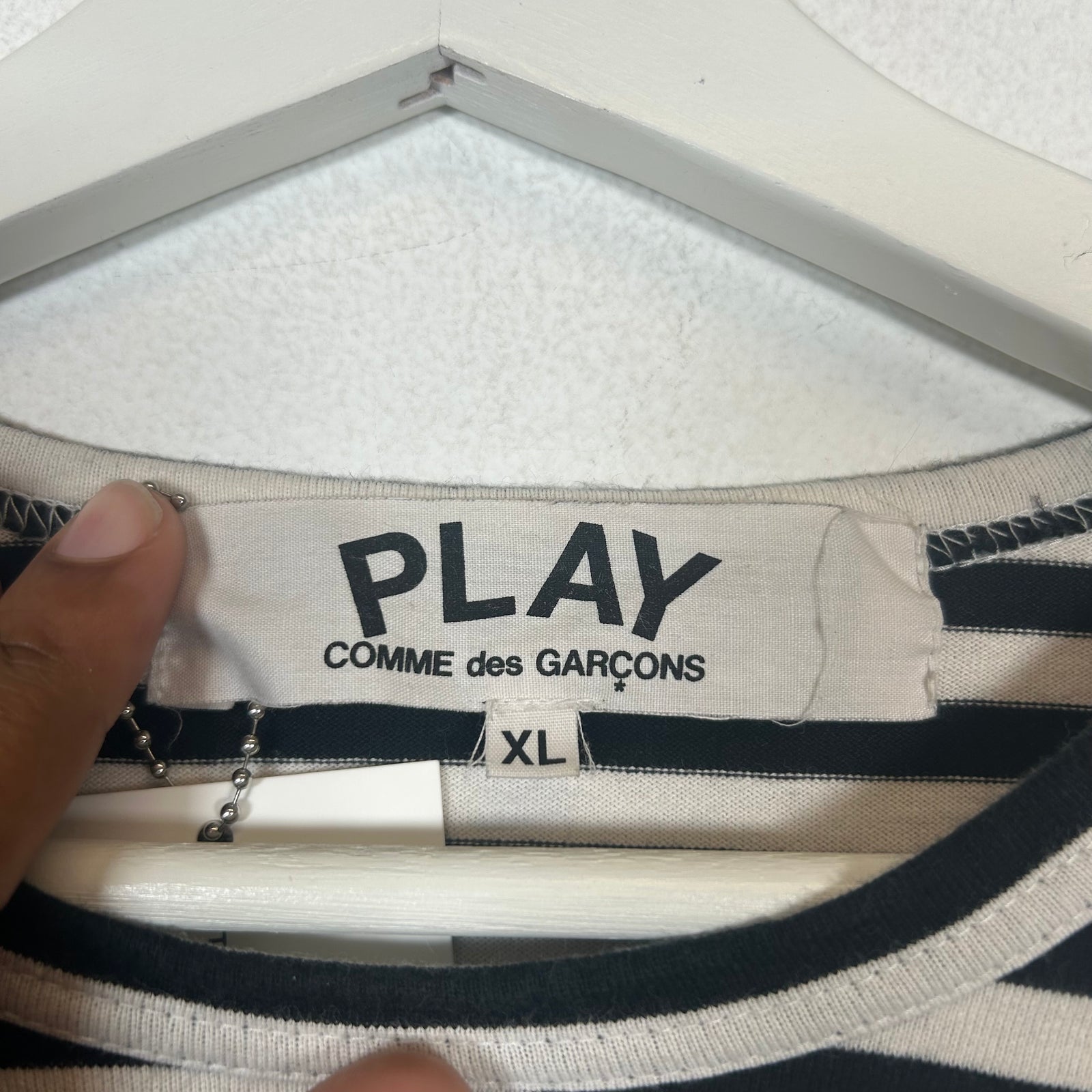 CDG Play Striped Heart Longsleeve Size XL