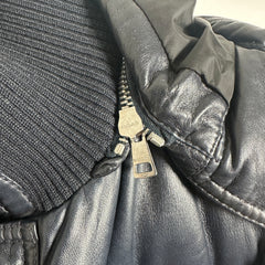 Gucci Vintage Navy Leather Puffer Jacket Size L