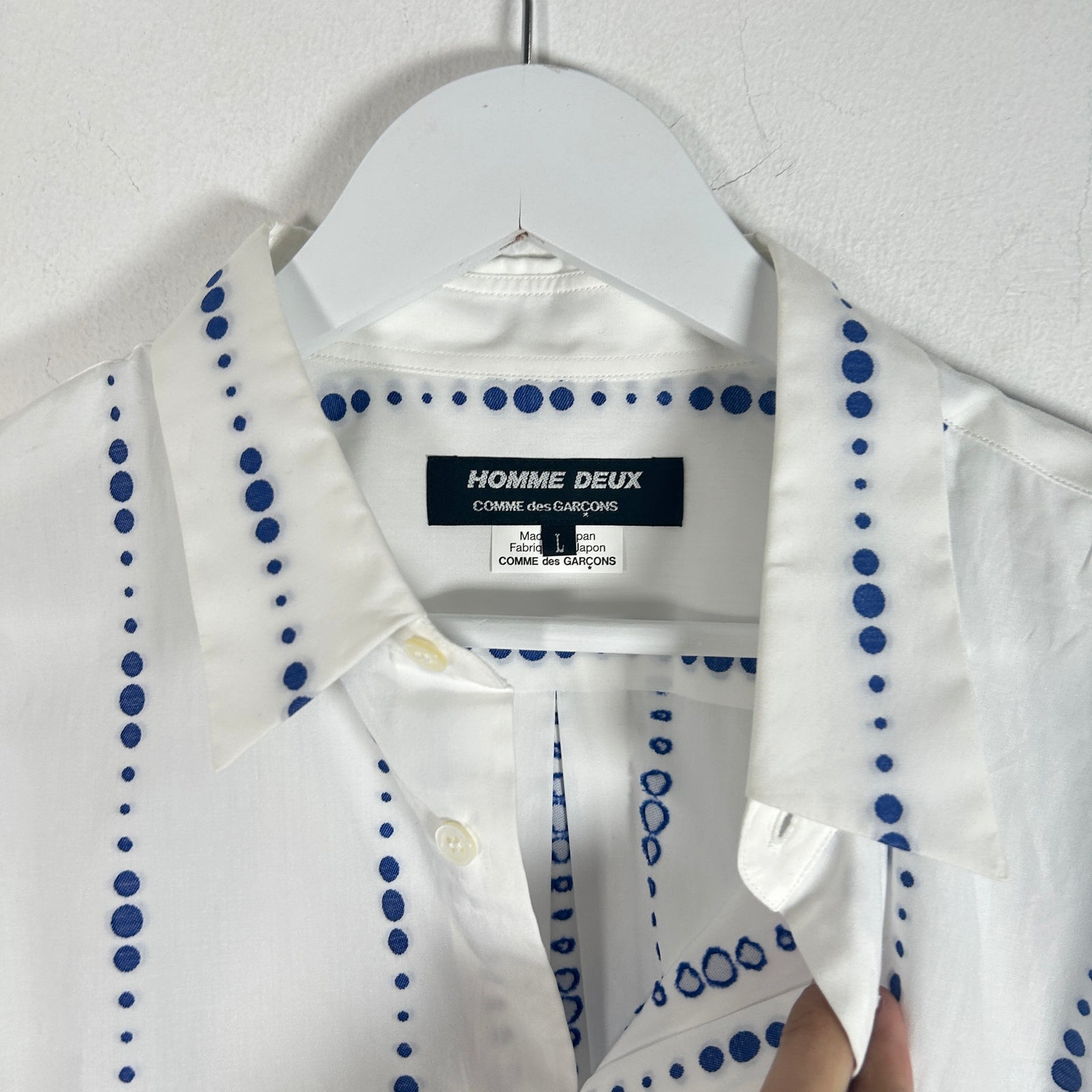 Comme Des Garcons Homme Deux Dot Strip Shirt Size L